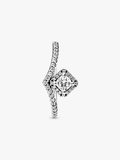 Square Sparkle Wishbone Ring