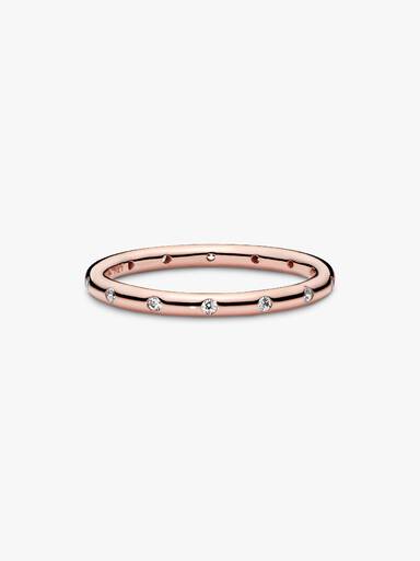 14k Rose gold-plated ring with clear cubic zirconia