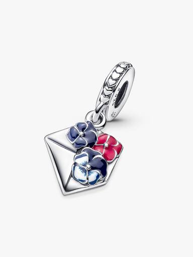 Pansy Flower Envelope Dangle Charm