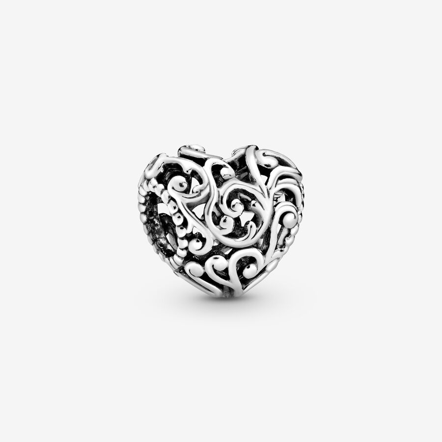 Regal pattern heart silver charm image number 0