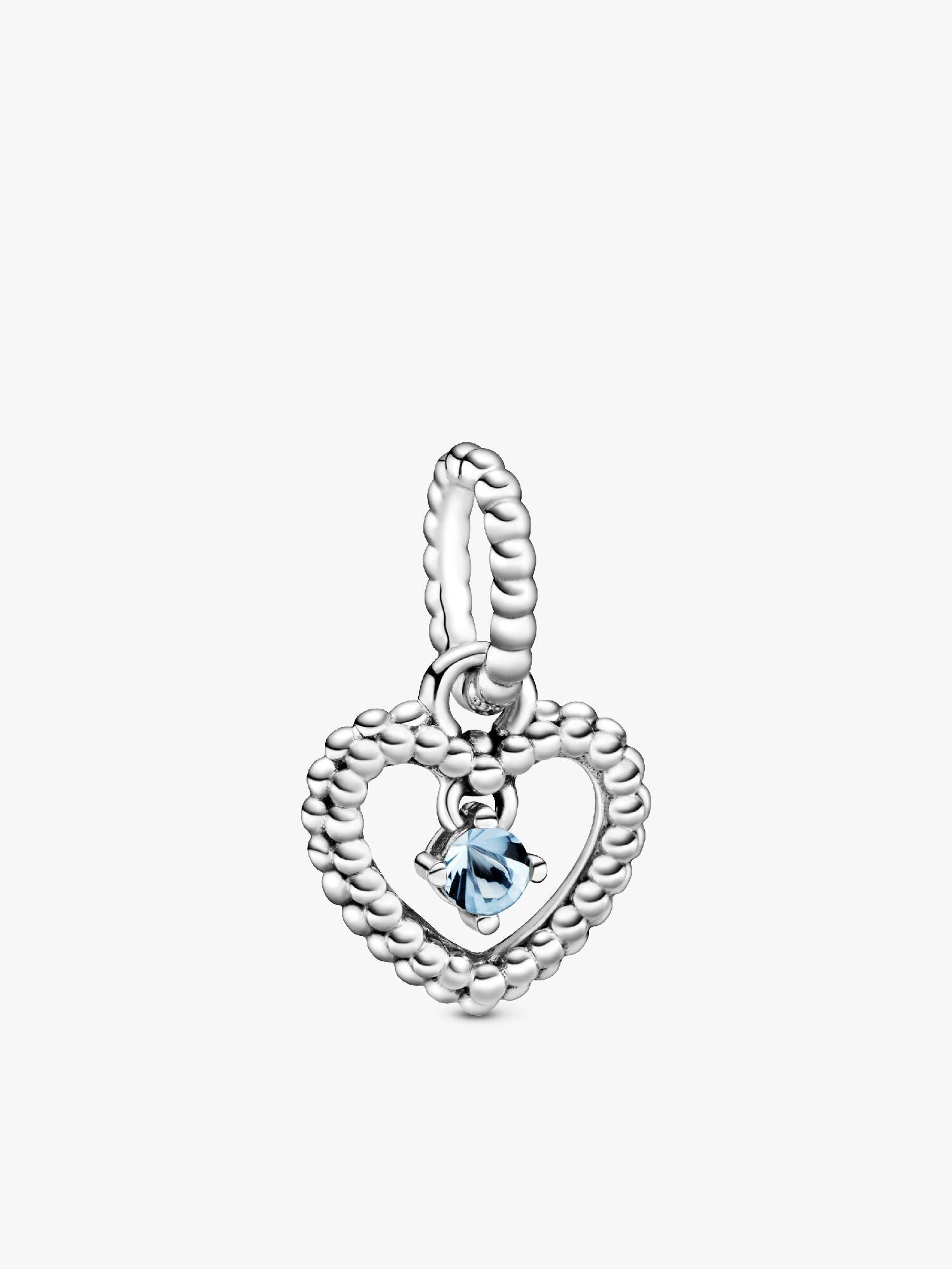 Aqua Blue Beaded Heart Dangle Charm