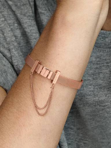 PANDORA Reflexions safety chain in 14k rose gold-plated
