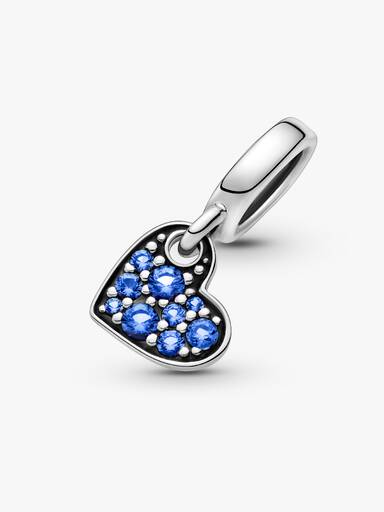 Stellar Blue Pavé Tilted Heart Dangle Charm