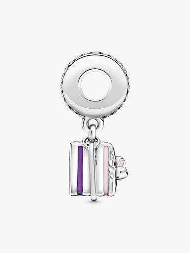 Cake slice silver dangle with pink, purple and silver enamel