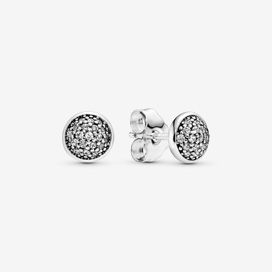 Silver stud earrings with clear cubic zirconia, 6 mm image number 0