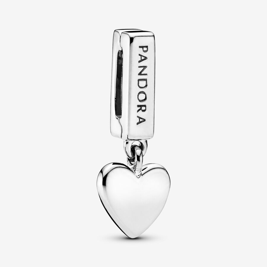 PANDORA Reflexions dangling heart silver clip charm image number 0