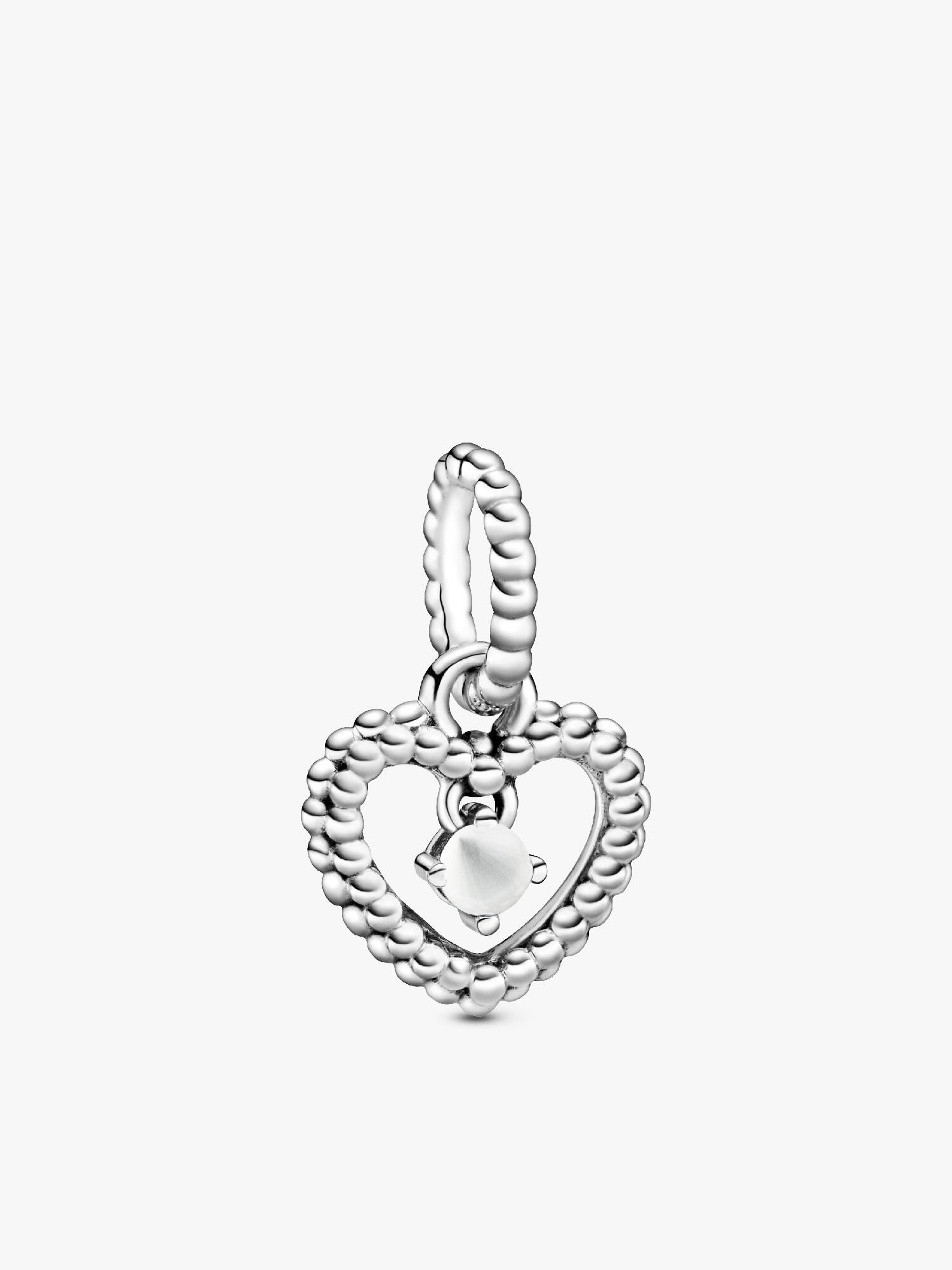 Milky White Beaded Heart Dangle Charm