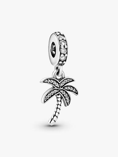 Palm tree silver dangle with cubic zirconia