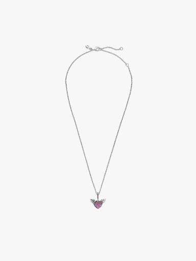Pavé Heart & Angel Wings Necklace