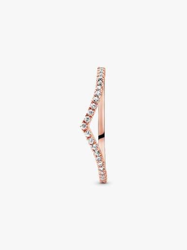 Wishbone 14k rose gold-plated ring with clear cubic zirconia