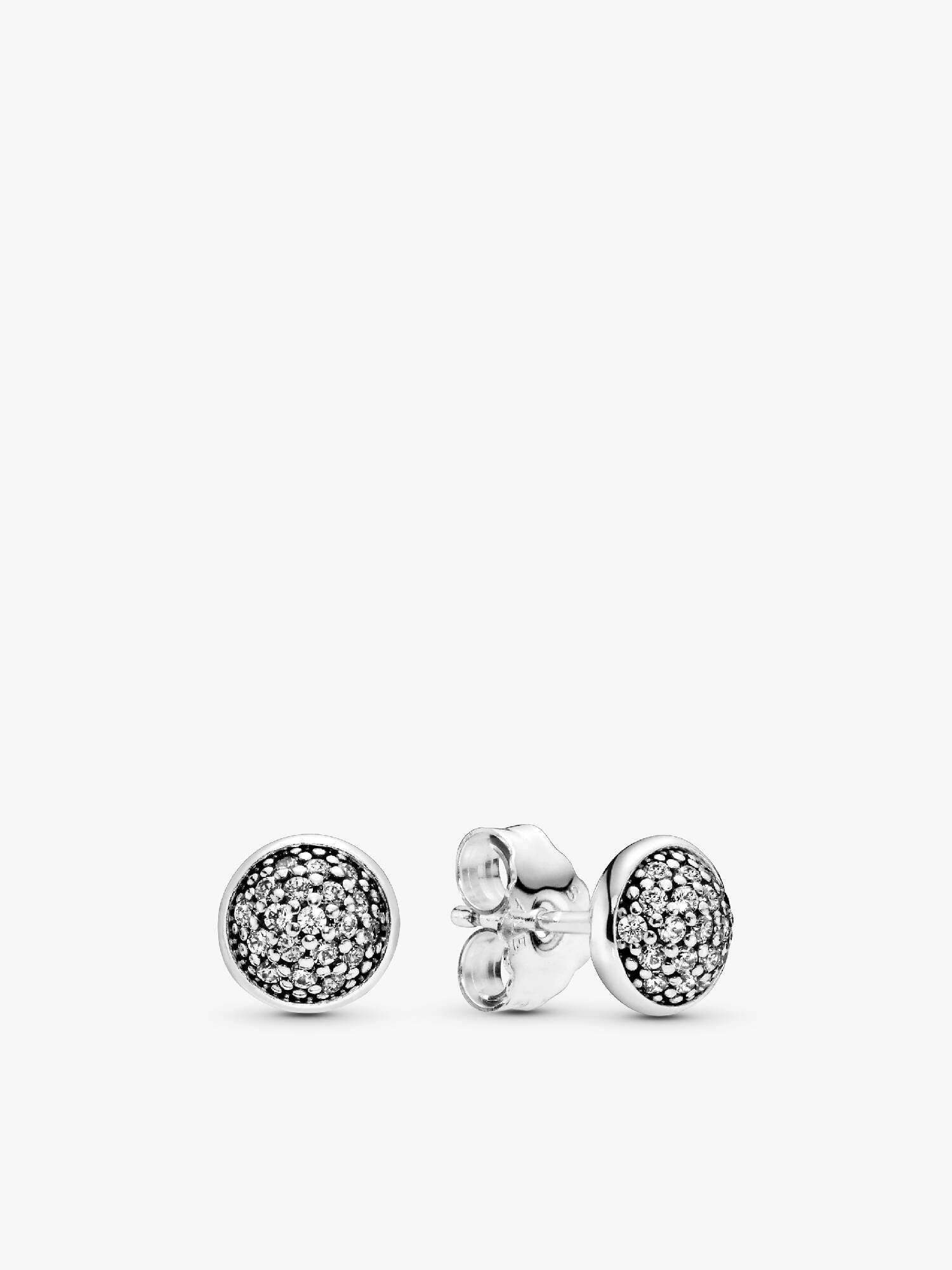 Silver stud earrings with clear cubic zirconia, 6 mm