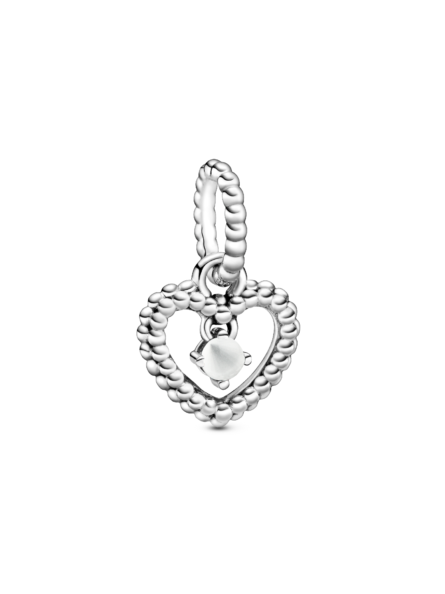 Milky White Beaded Heart Dangle Charm