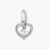 Milky White Beaded Heart Dangle Charm Milky White Beaded Heart Dangle Charm