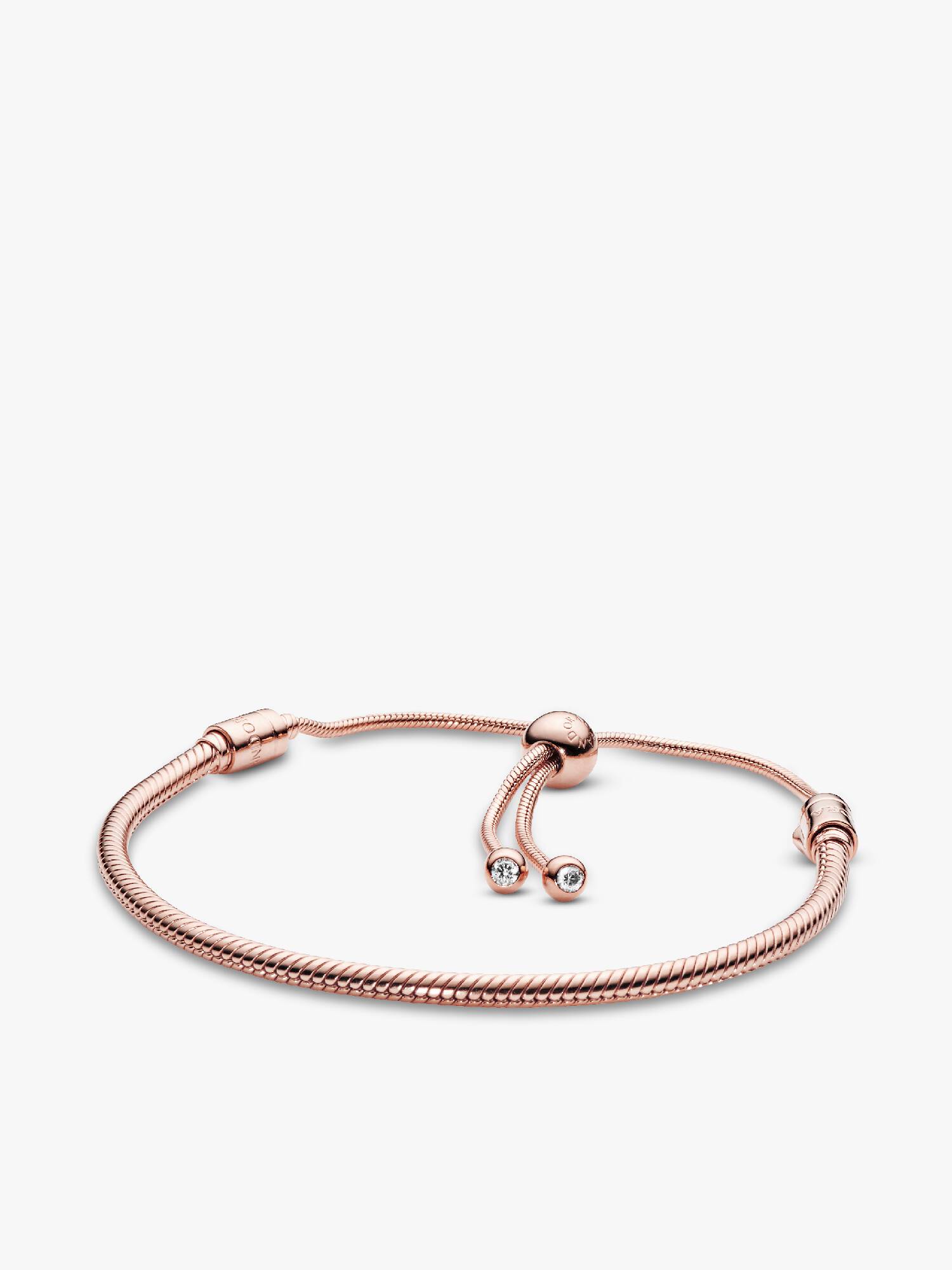 Snake chain 14k rose gold-plated bracelet with clear cubic zirconia