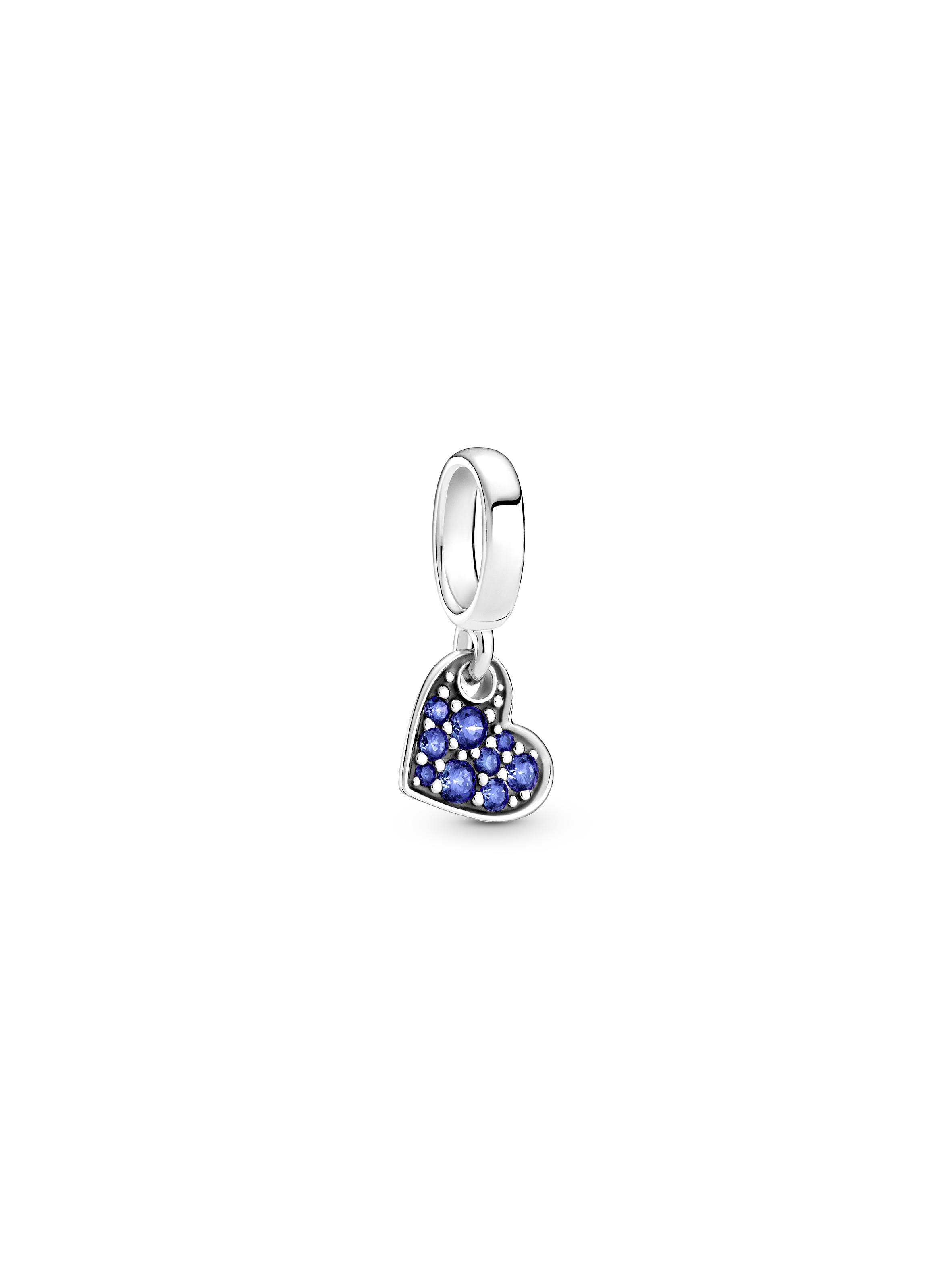 Stellar Blue Pavé Tilted Heart Dangle Charm