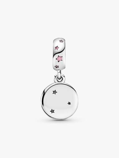 Sisters silver dangle with fancy fuchsia pink cubic zirconia