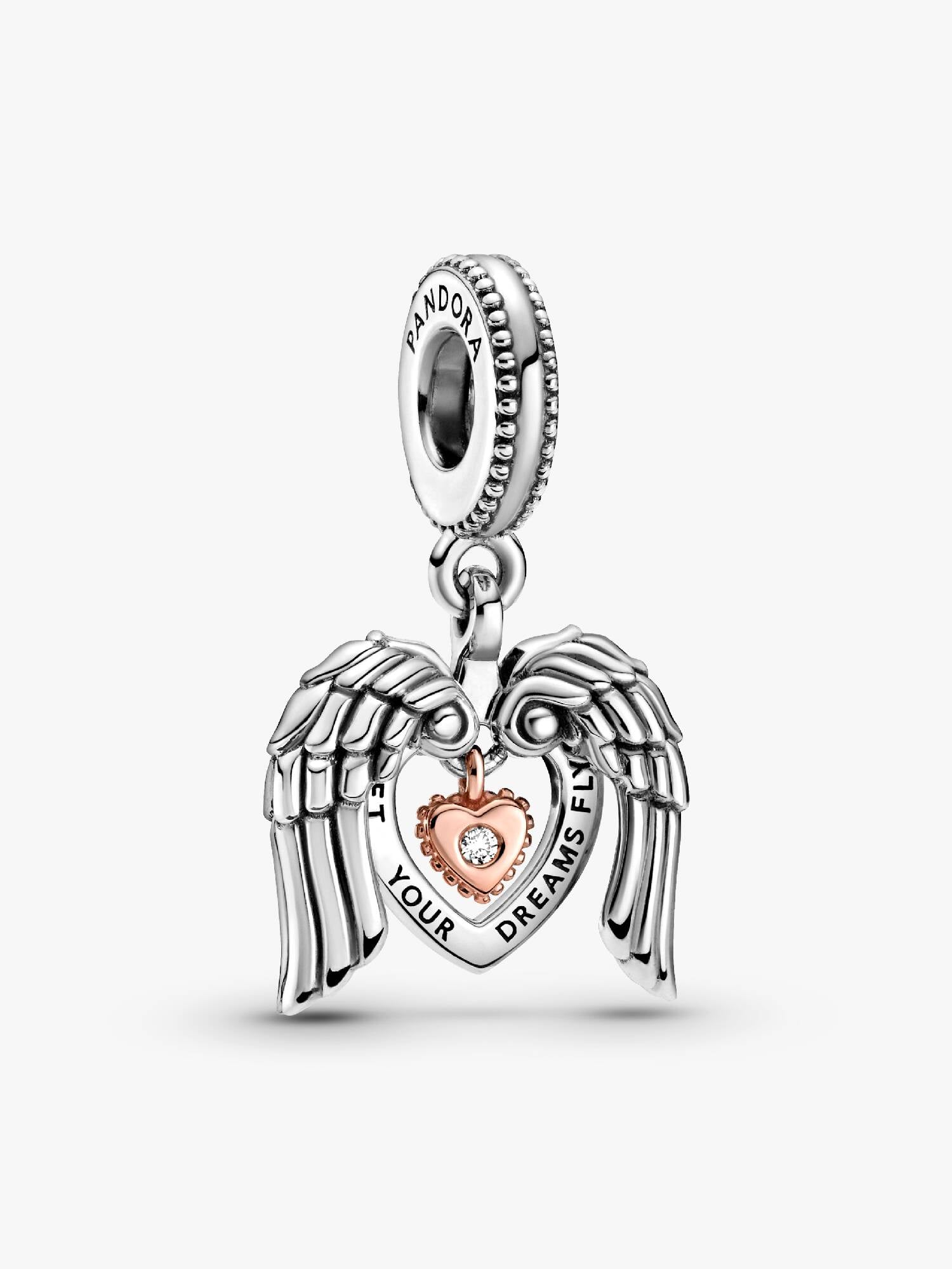 Pandora Club 2021 Angel Wings & Heart Dangle Charm
