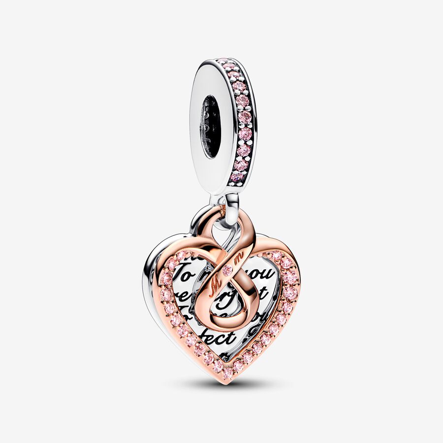 Two-tone Infinity Heart Double Dangle Charm image number 0