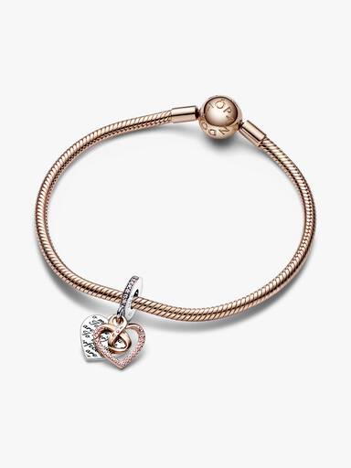 Two-tone Infinity Heart Double Dangle Charm