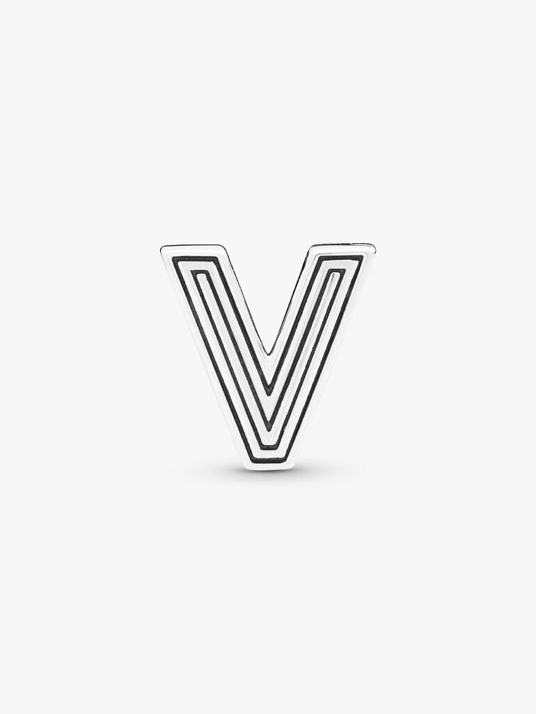 Pandora Reflexions letter V silver clip charm