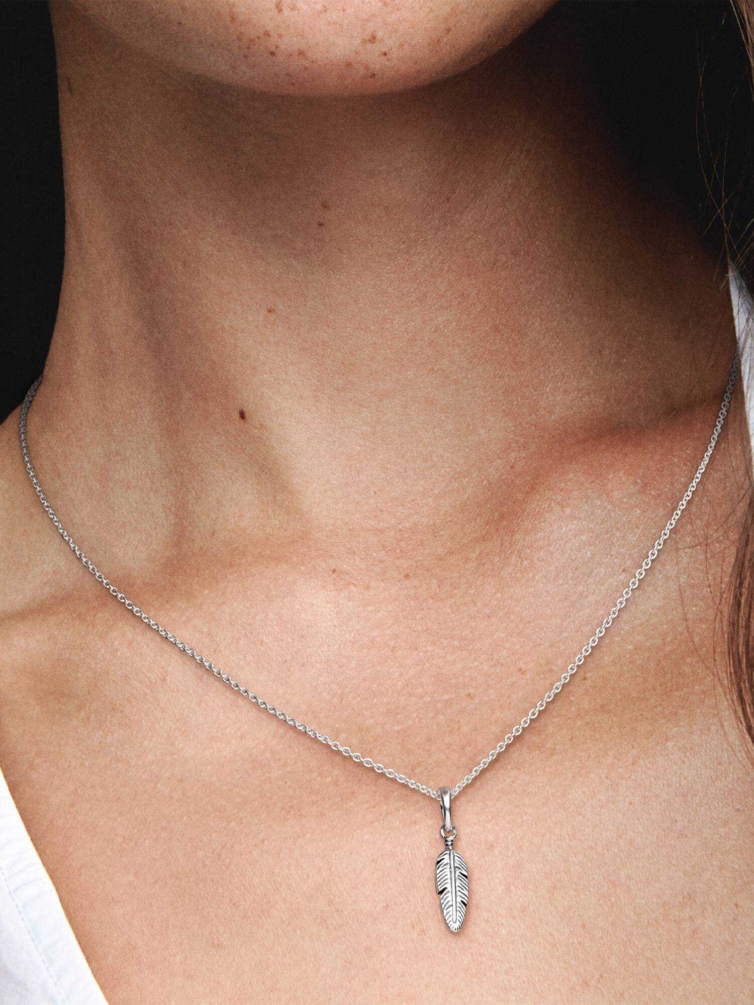 Feather silver pendant