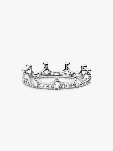 Crown silver ring with clear cubic zirconia