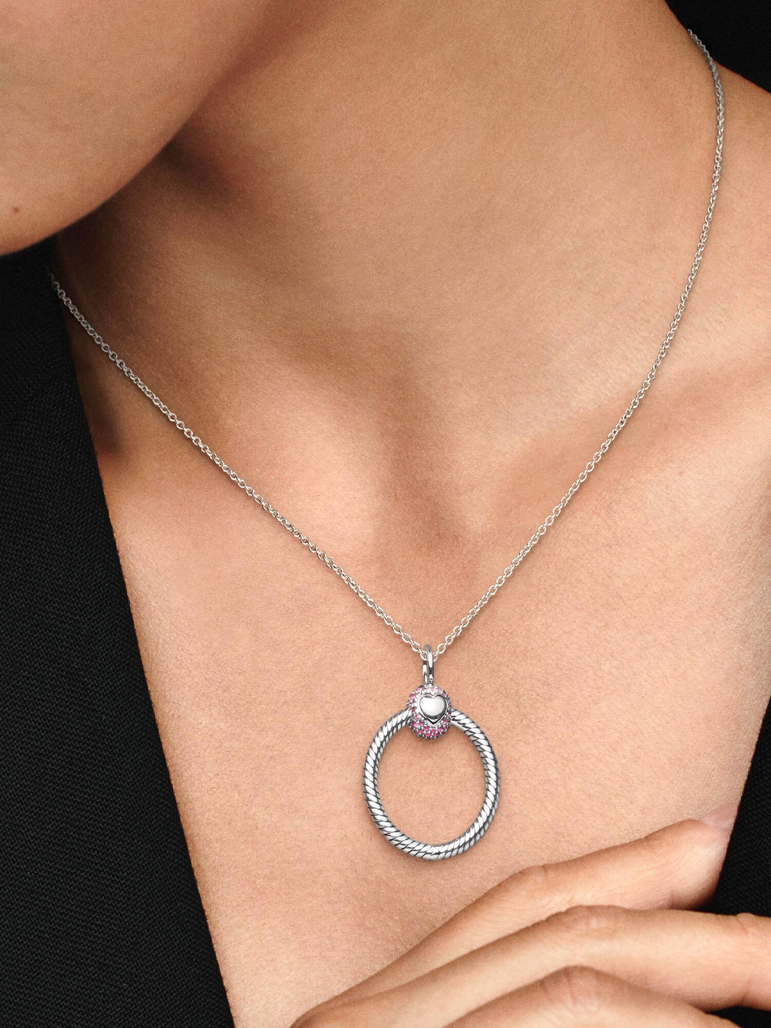 Pandora Moments Small Pink Pavé O Pendant