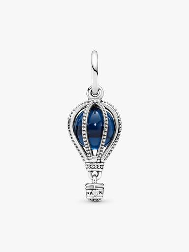 Air balloon silver dangle with encased moonlight blue crystal