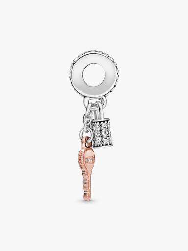 Pavé Padlock & Key Dangle Charm