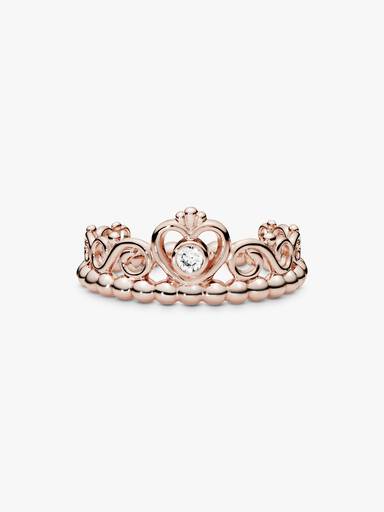 14k Rose gold-plated tiara ring with clear cubic zirconia