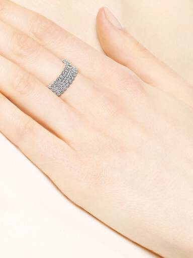 Silver ring with clear cubic zirconia