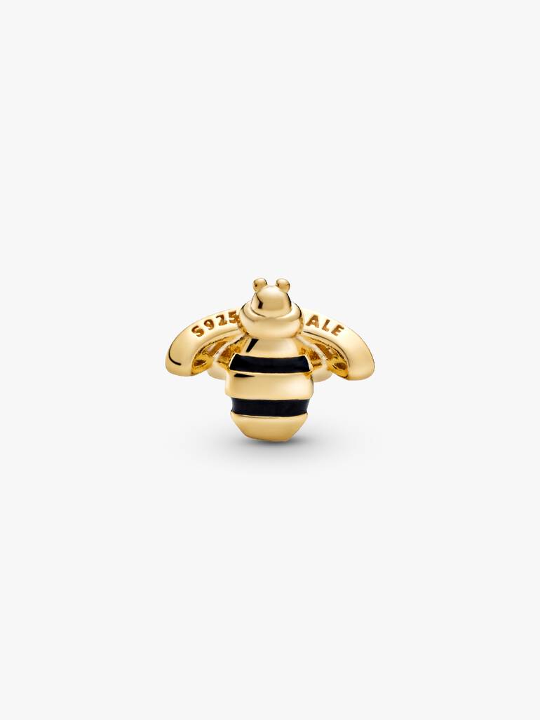Bee 14k gold-plated petite element with black enamel