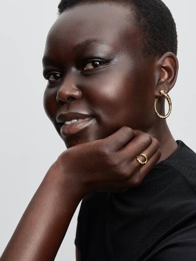 Organically Shaped Stone-Set Hinged Hoop Earrings