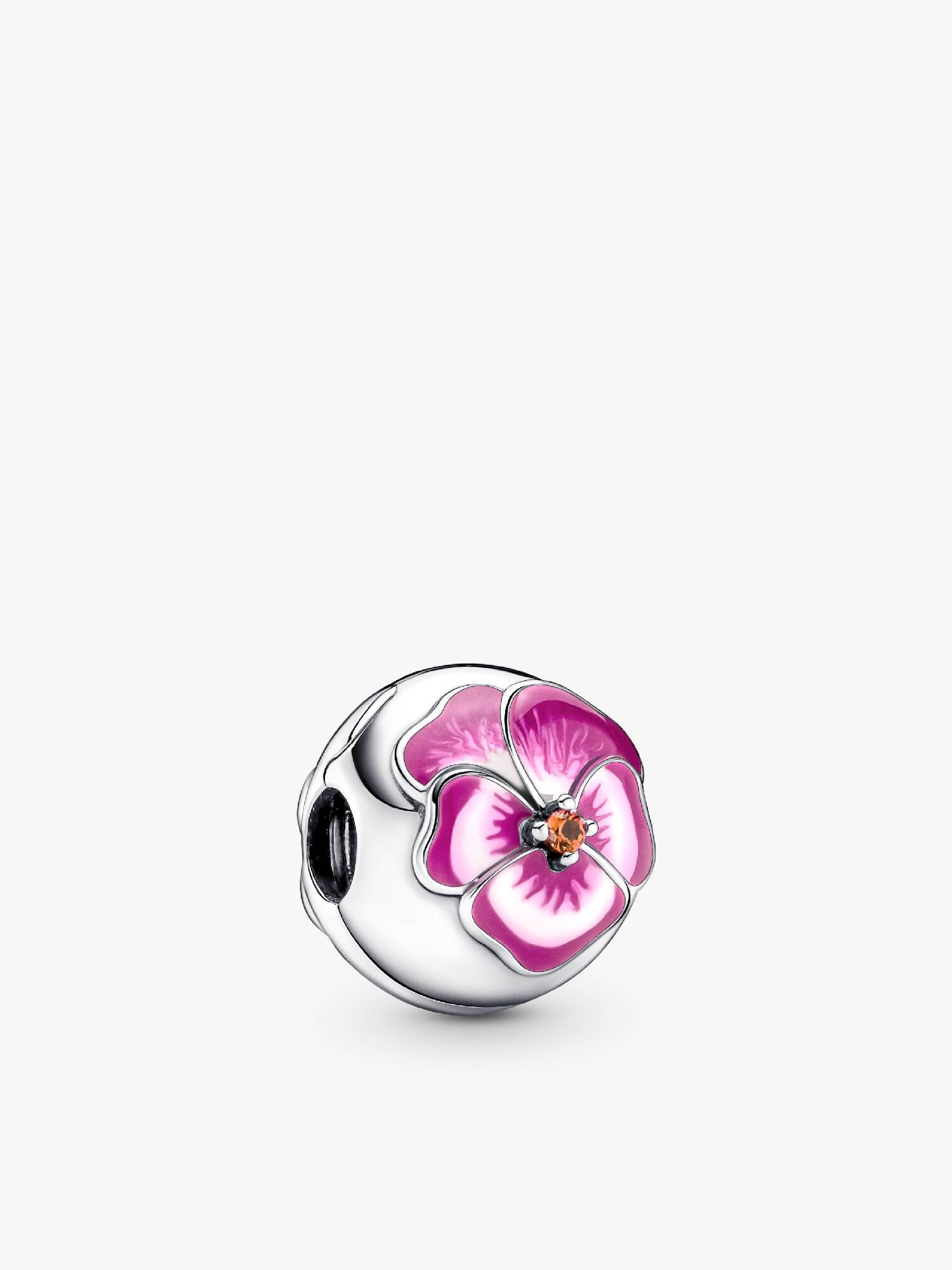 Pink Pansy Flower Clip Charm