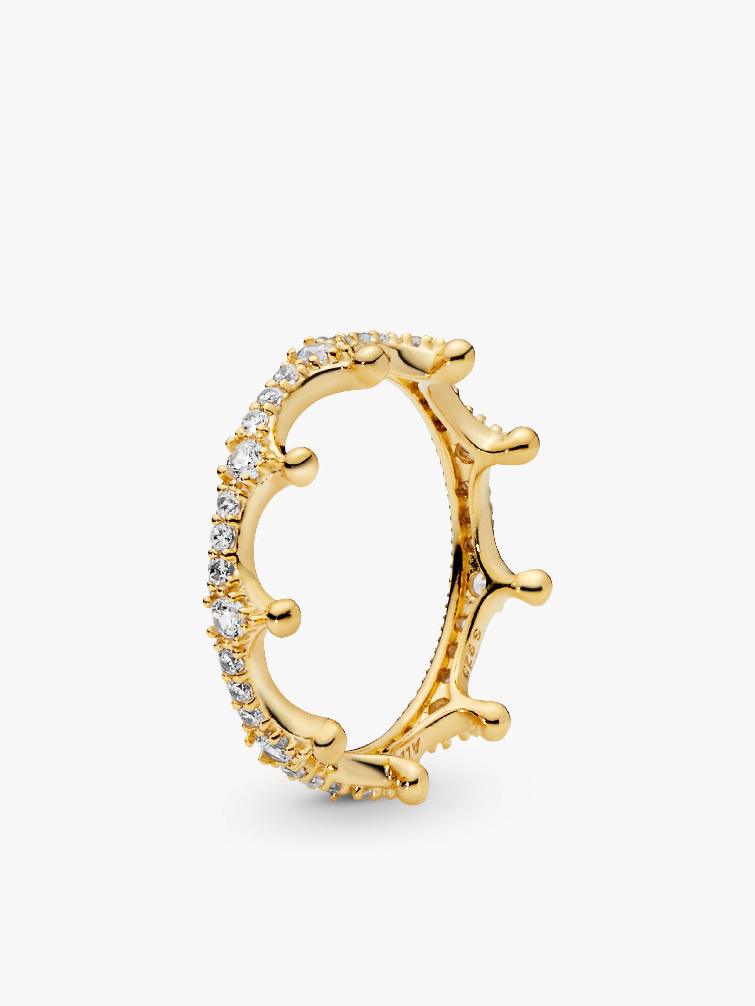 Crown 14k gold-plated ring with clear cubic zirconia