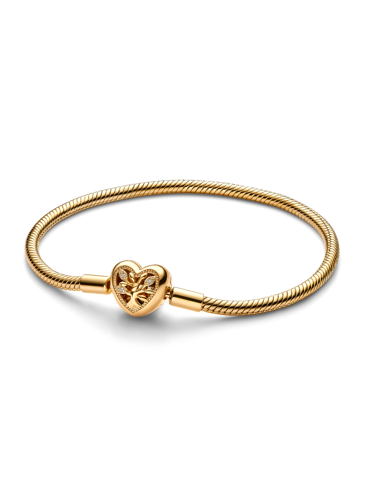 Family Tree Heart Clasp Snake Chain Bracelet | Gold plated