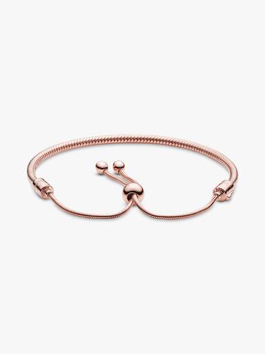 Snake chain 14k rose gold-plated bracelet with clear cubic zirconia