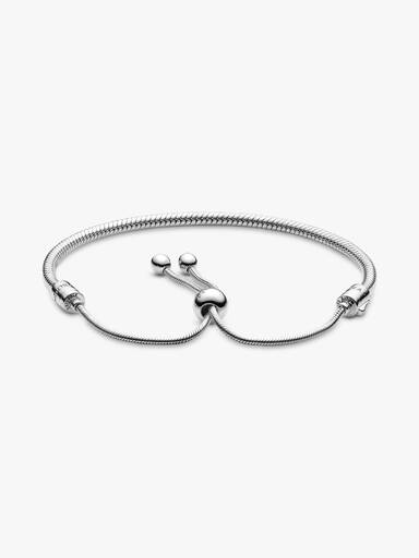 Snake chain silver bracelet with clear cubic zirconia