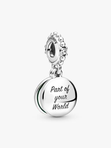 Disney Ariel sterling silver dangle with clear cubic zirconia, royal green crystal and green enamel