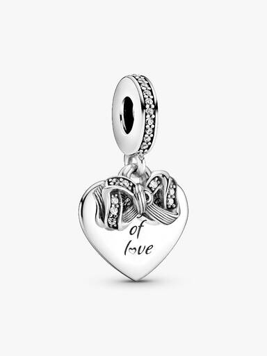 Bow & Love Heart Dangle Charm