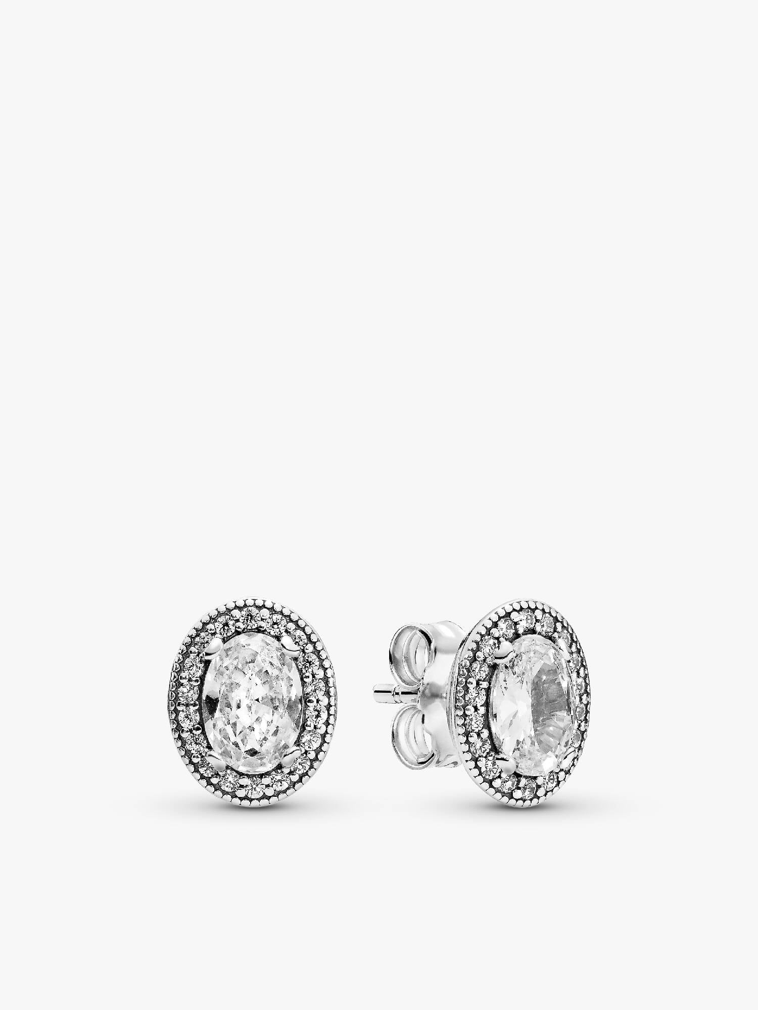 Silver stud earrings with clear cubic zirconia