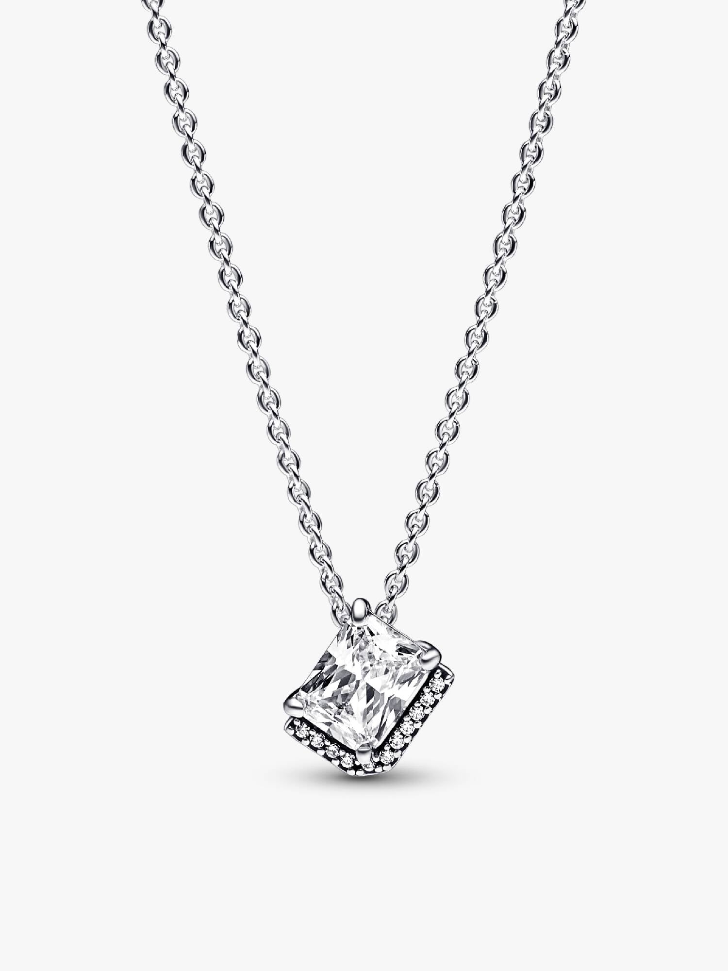 Rectangular Sparkling Halo Collier Necklace