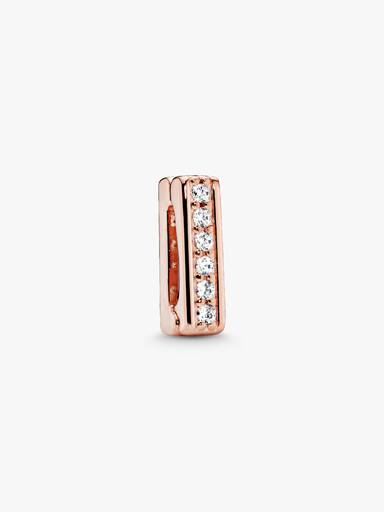 PANDORA Reflexions clip charm in 14k rose gold-plated with clear cubic zirconia
