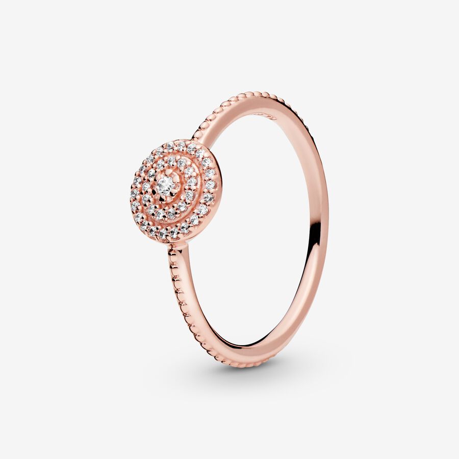 14k Rose gold-plated ring with clear cubic zirconia image number 0