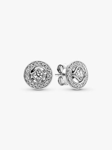 Silver stud earrings with detachable earring jackets and clear cubic zirconia