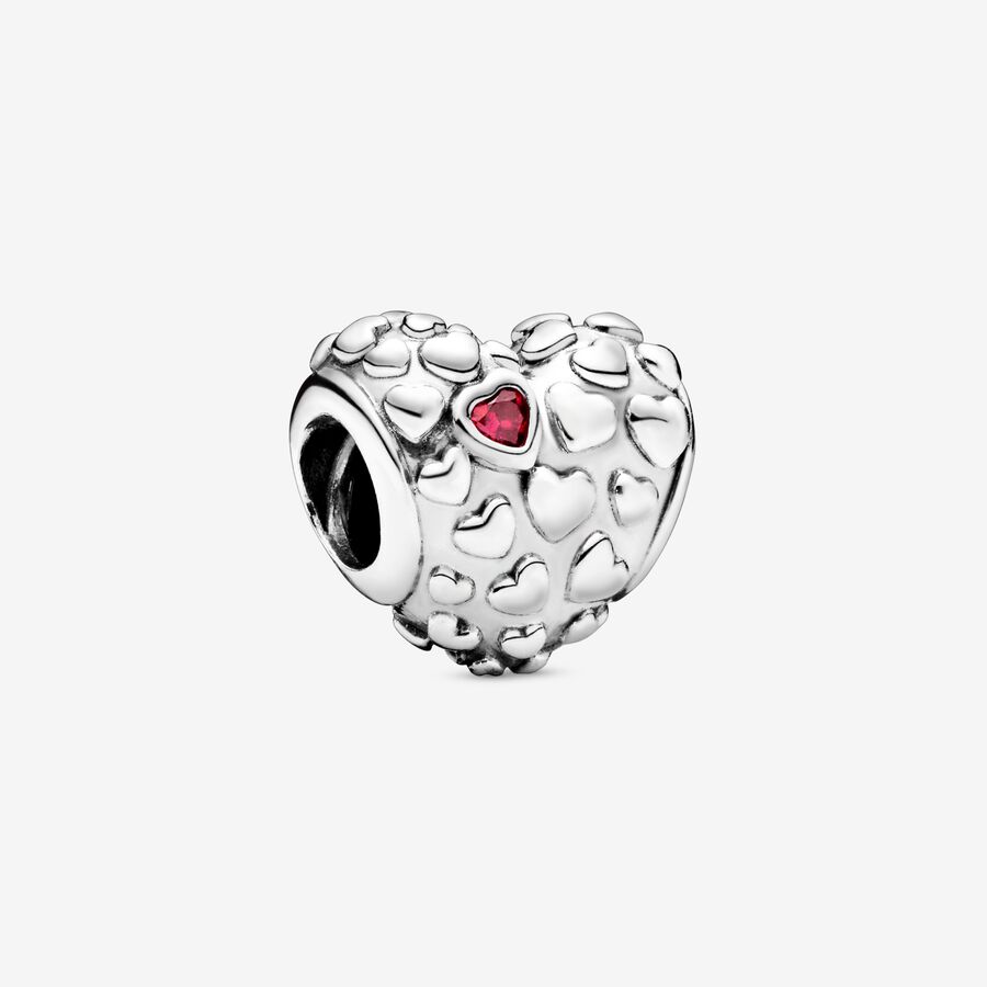 Mum silver charm with red cubic zirconia image number 0