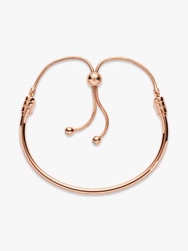 14k Rose gold-plated bangle with clear cubic zirconia and sliding clasp