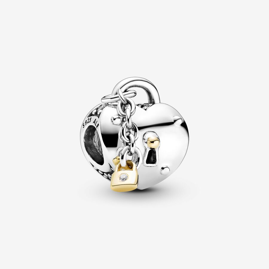 Two-Tone Heart and Lock Charm image number 0