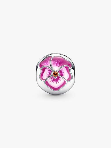 Pink Pansy Flower Clip Charm