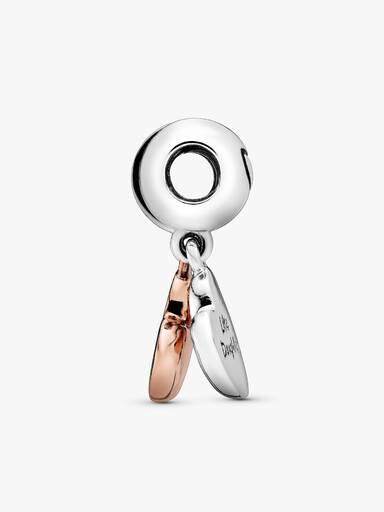 Like mother, like daughter splitable 14k rose gold-plated and silver dangle with black enamel